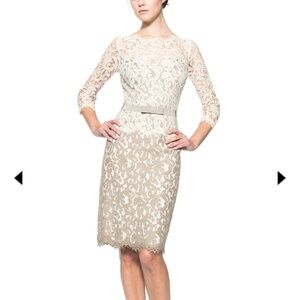 Tadashi Shoji LACE ¾ SLEEVE DRESS WITH GROSGRAIN RIBBON BELT SIZE 10
